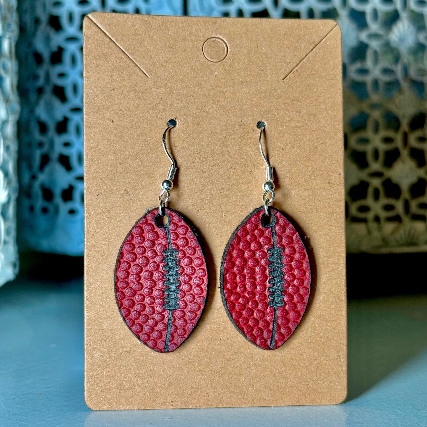 Leather Football Earrings