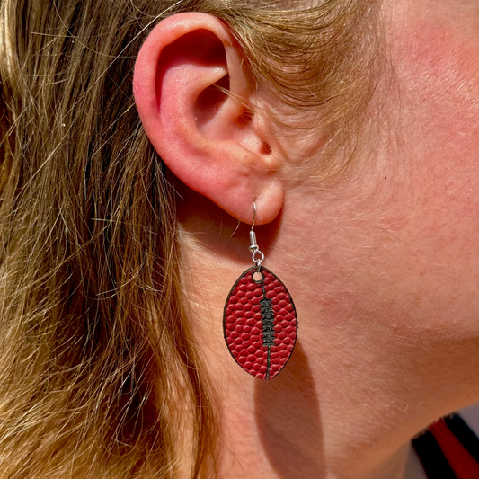 Leather Football Earrings